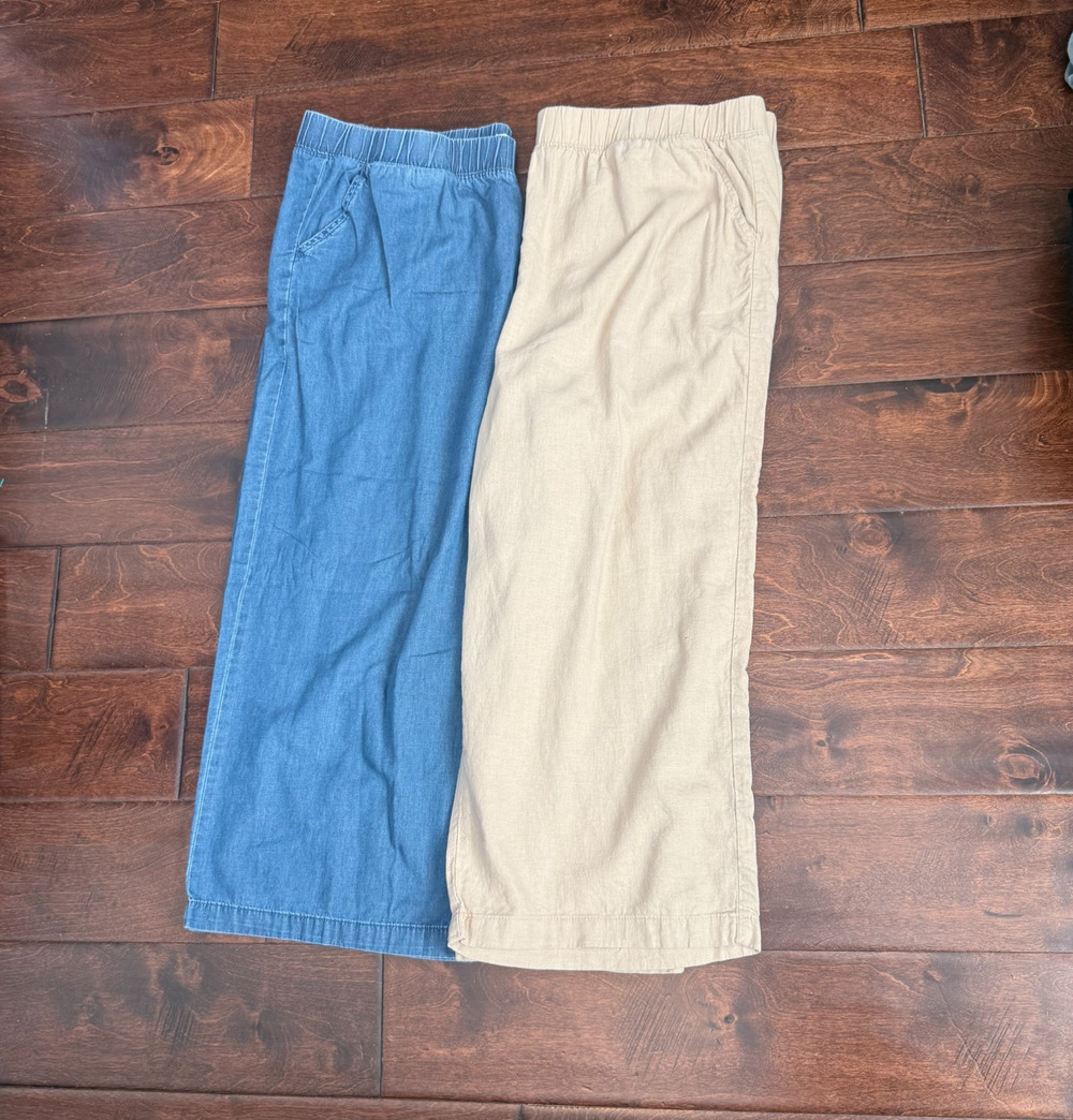 Croft & Barrow Linen Blend & 100% Cotton Wide Leg Pull On Pants XL - Lot of 2